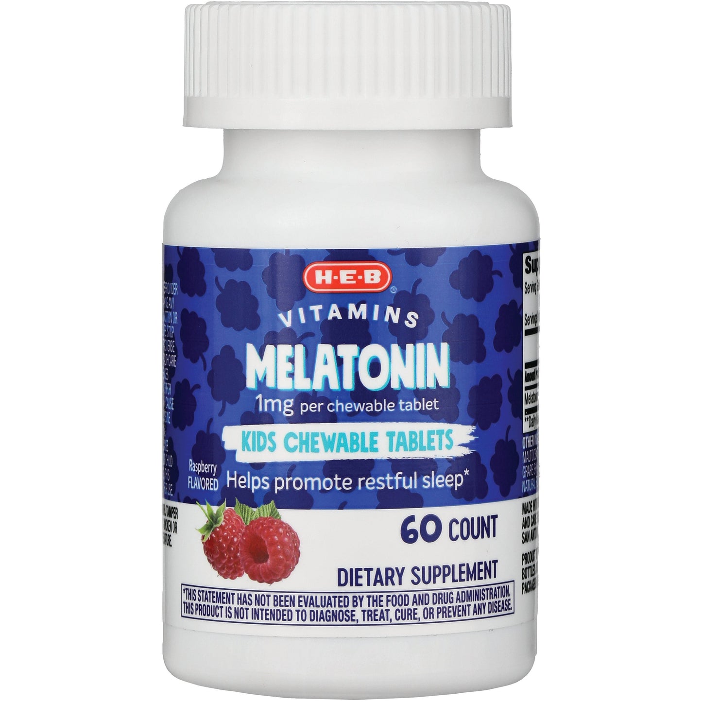 H-E-B Vitamins Kids 1mg Melatonin Chewable Tablets - Raspberry