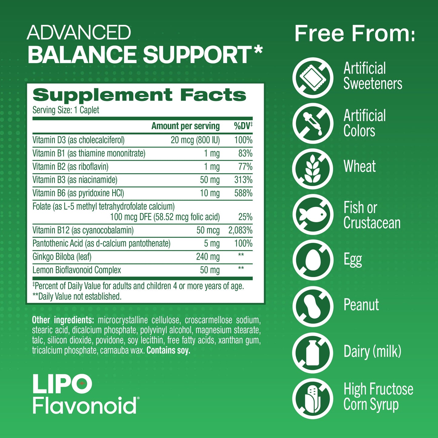 Lipo Flavonoid Advanced Balance Support Inner Ear Health Tablets
