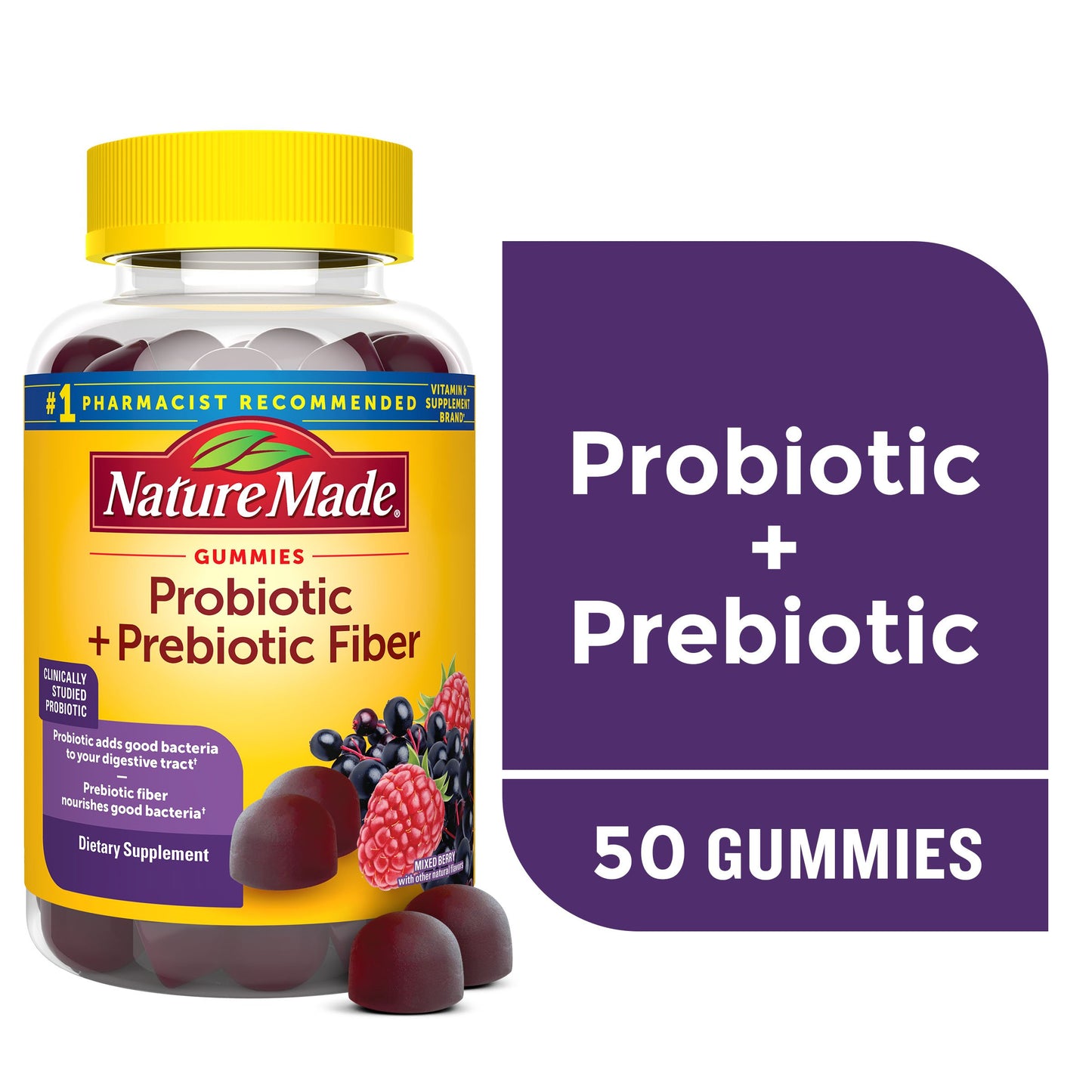 Nature Made Probiotic & Prebiotic Fiber Gummies - Mixed Berry