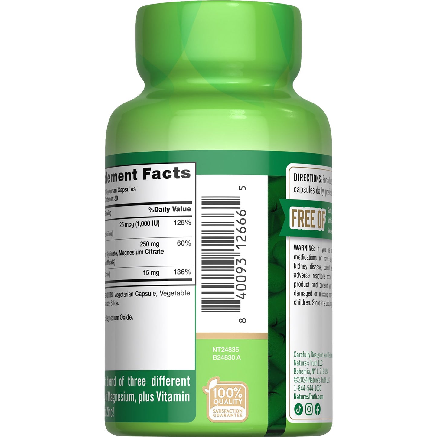 Nature's Truth Triple Magnesium + Vitamin D3 & Zinc Capsules