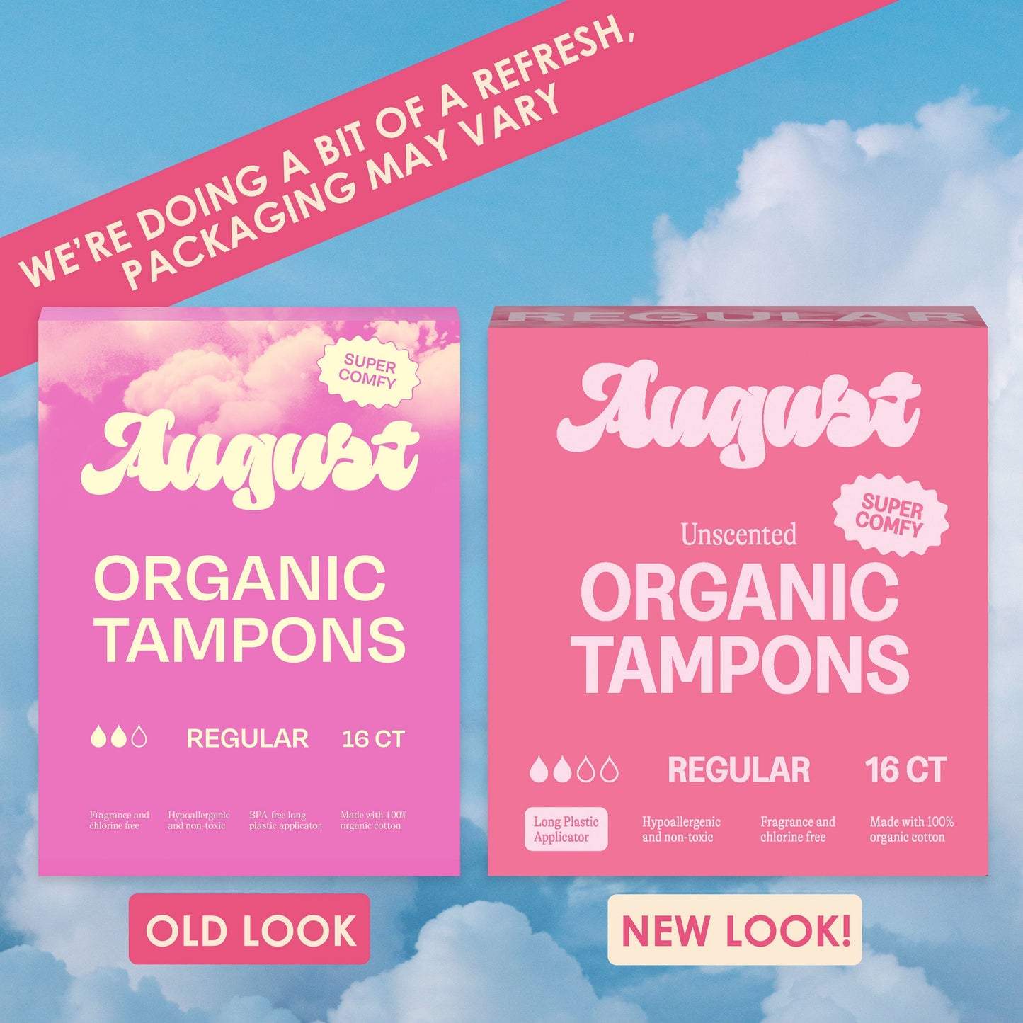 August Organic Cotton Tampons Regular