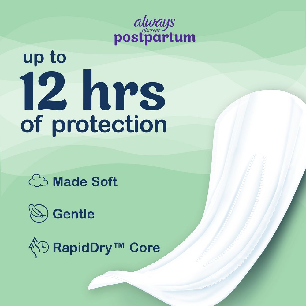 Always Discreet Postpartum Pads - 4 Moderate Flow
