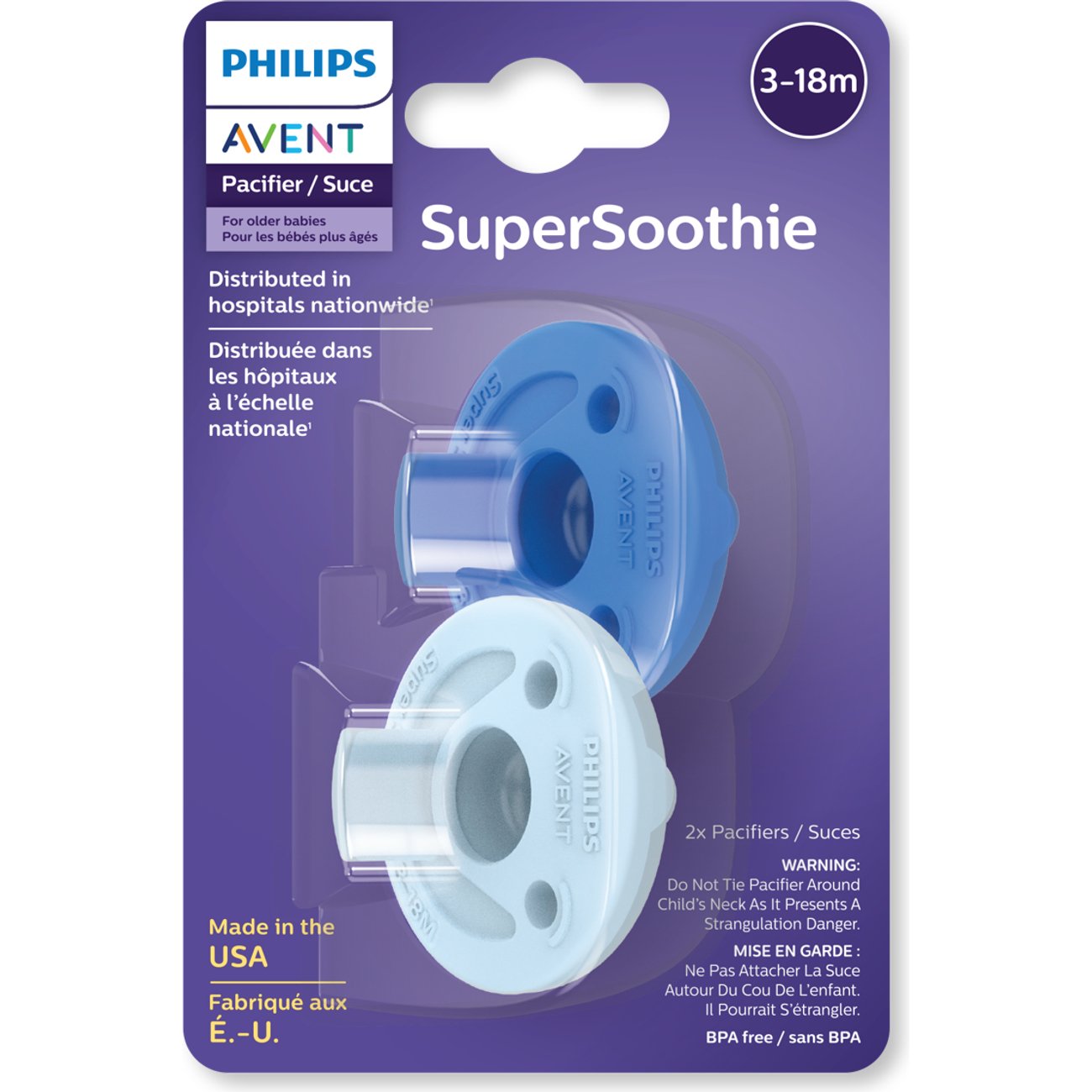 Avent Super Soothie Pacifiers (3-18 Months) - Light Blue & Sky Blue