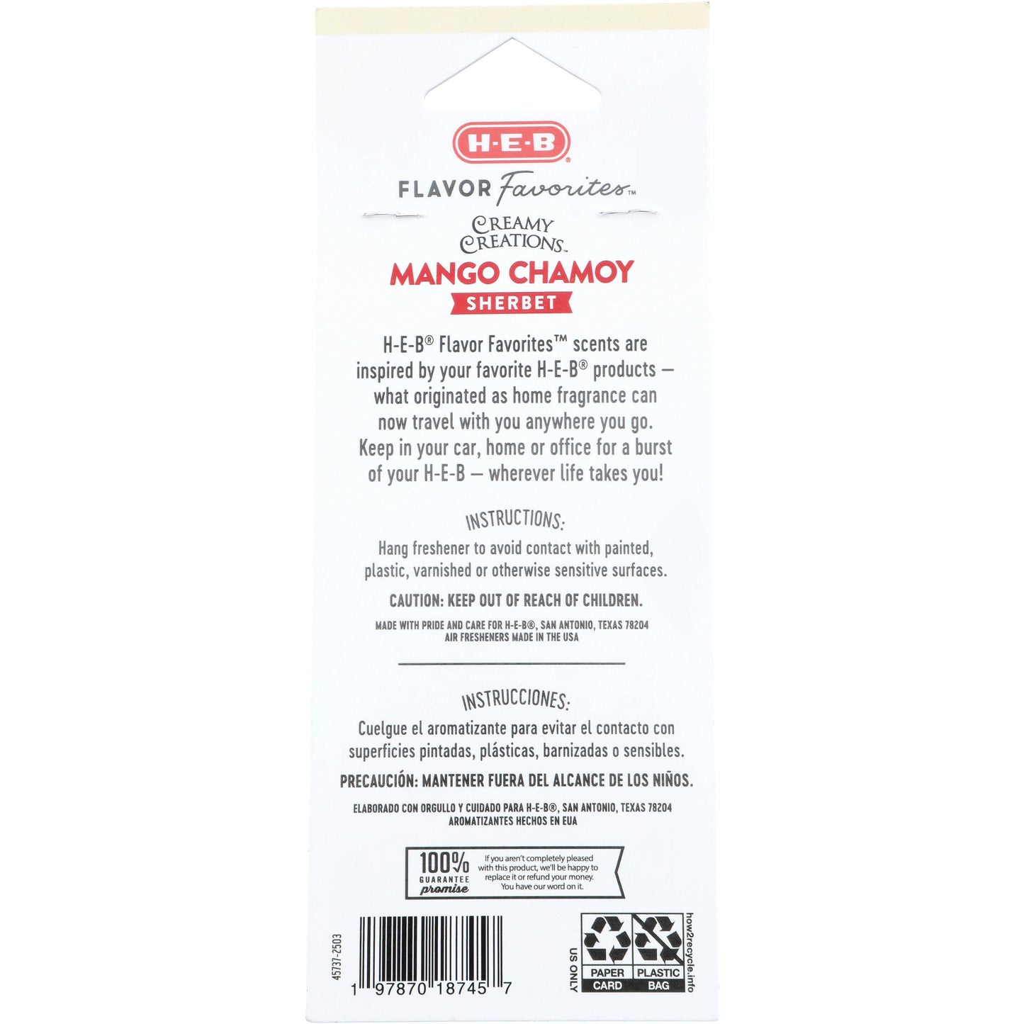 H-E-B Flavor Favorites Car Air Fresheners - Creamy Creations Mango Chamoy Sherbet