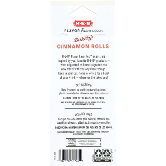 H-E-B Flavor Favorites Car Air Fresheners - Bakery Cinnamon Roll