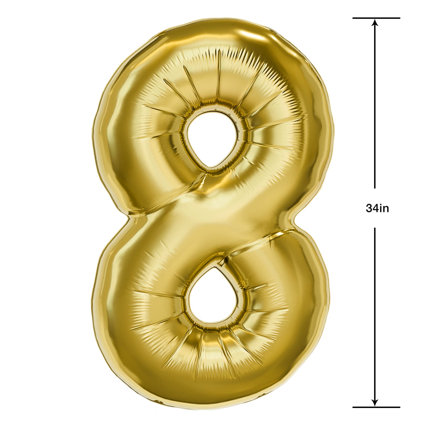 American Greetings Number 8 Large Gold Foil Uninflated Balloon