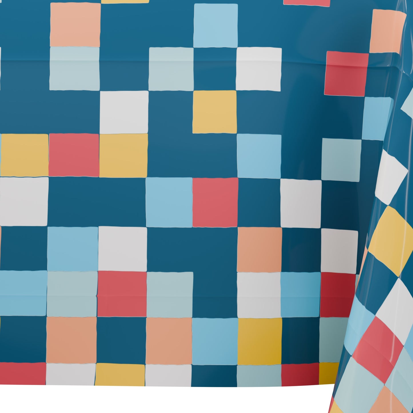 American Greetings Navy with Colorful Squares Plastic Table Cover