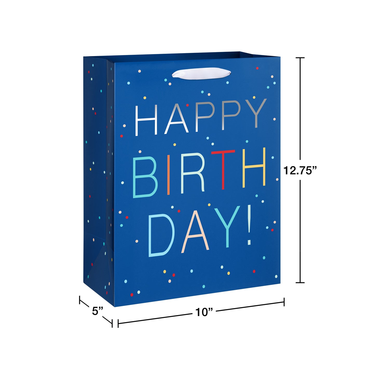 American Greetings Birthday Confetti Large Navy Birthday Gift Bag