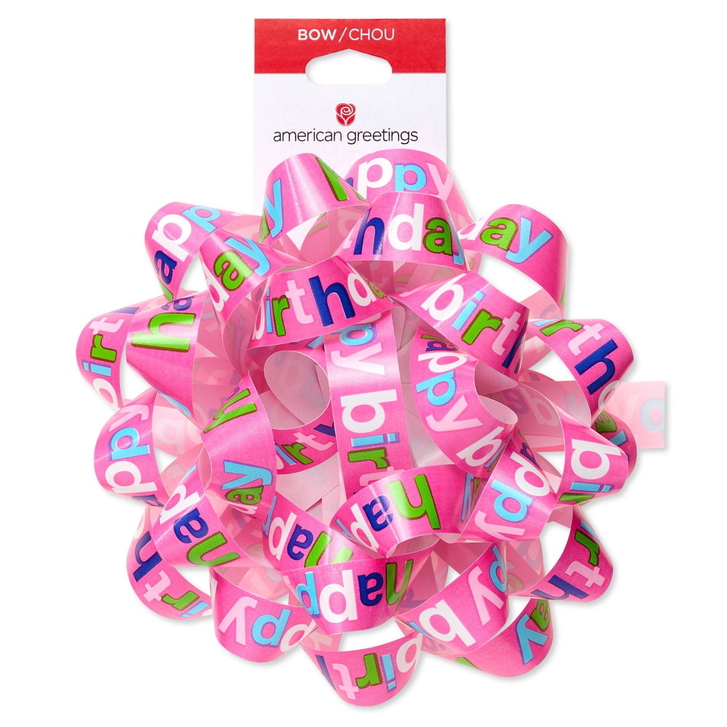 American Greetings Pink Happy Birthday Confetti Gift Bow
