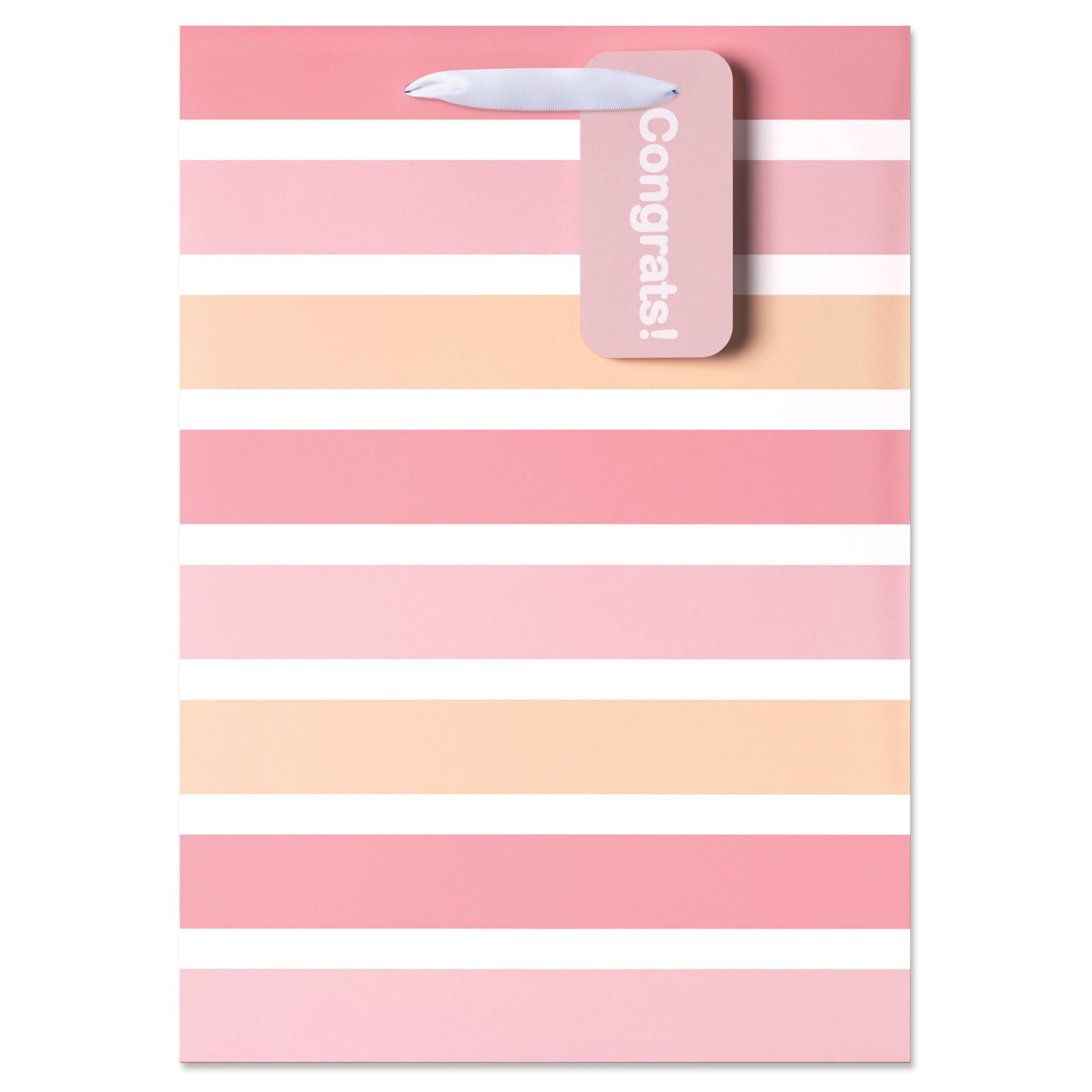 American Greetings Pink Stripes Baby Shower Medium Gift Bag with Hang Tag