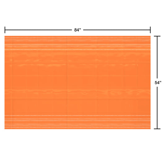 American Greetings Orange with White Striped Plastic Table Cover