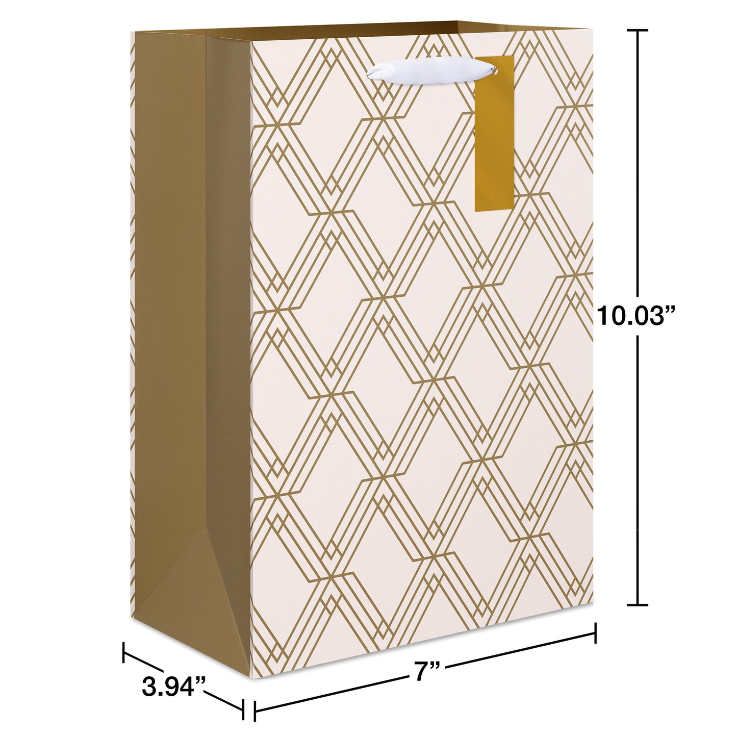 American Greetings Gold & Ivory Medium Gift Bag with Hang Tag