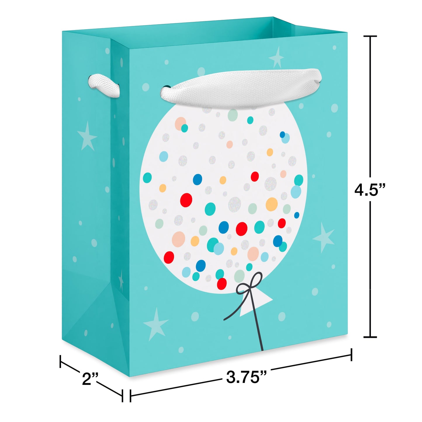 American Greetings Balloon Confetti Teal Mini Birthday Gift Bag