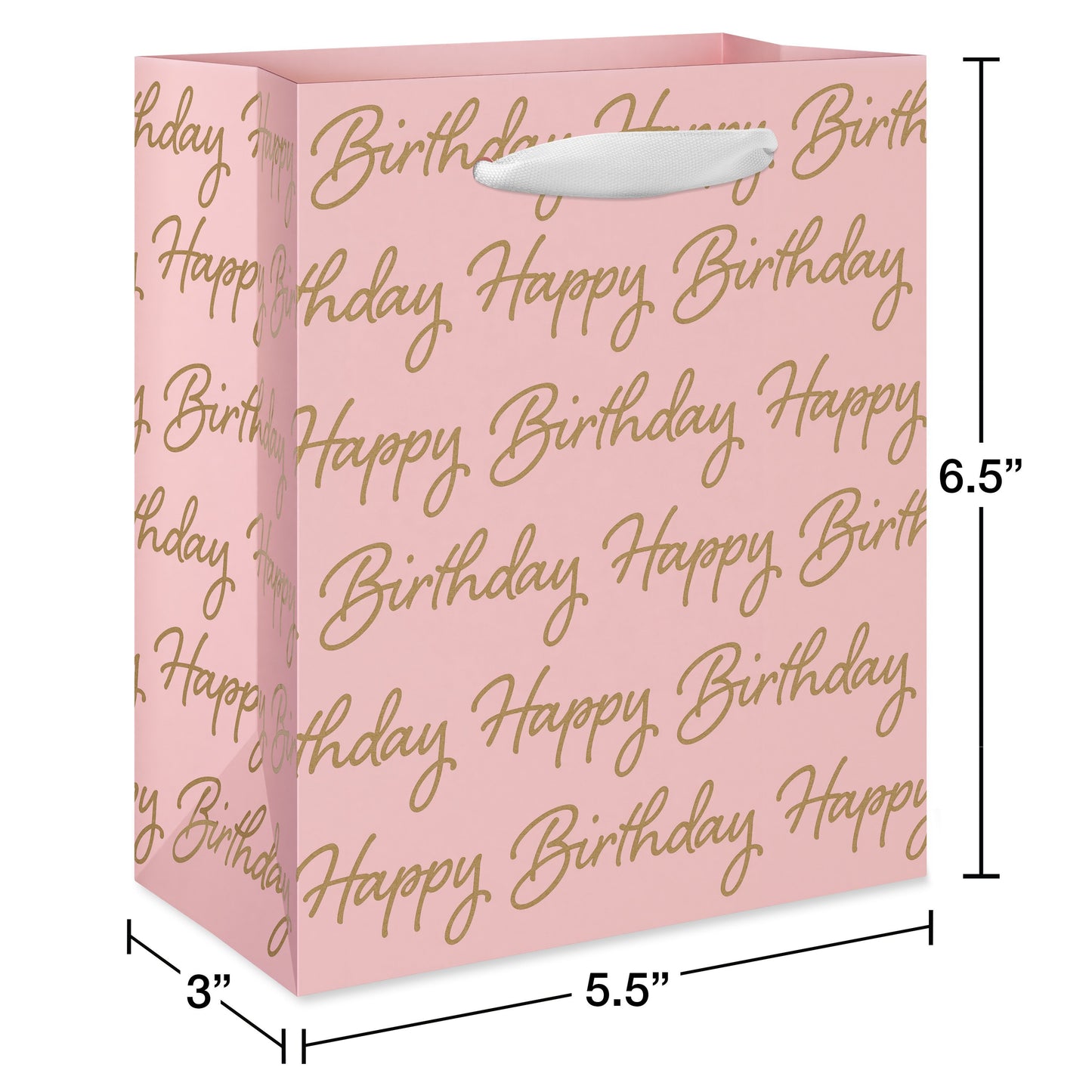 American Greetings Script Happy Birthday Pink Small Birthday Gift Bag