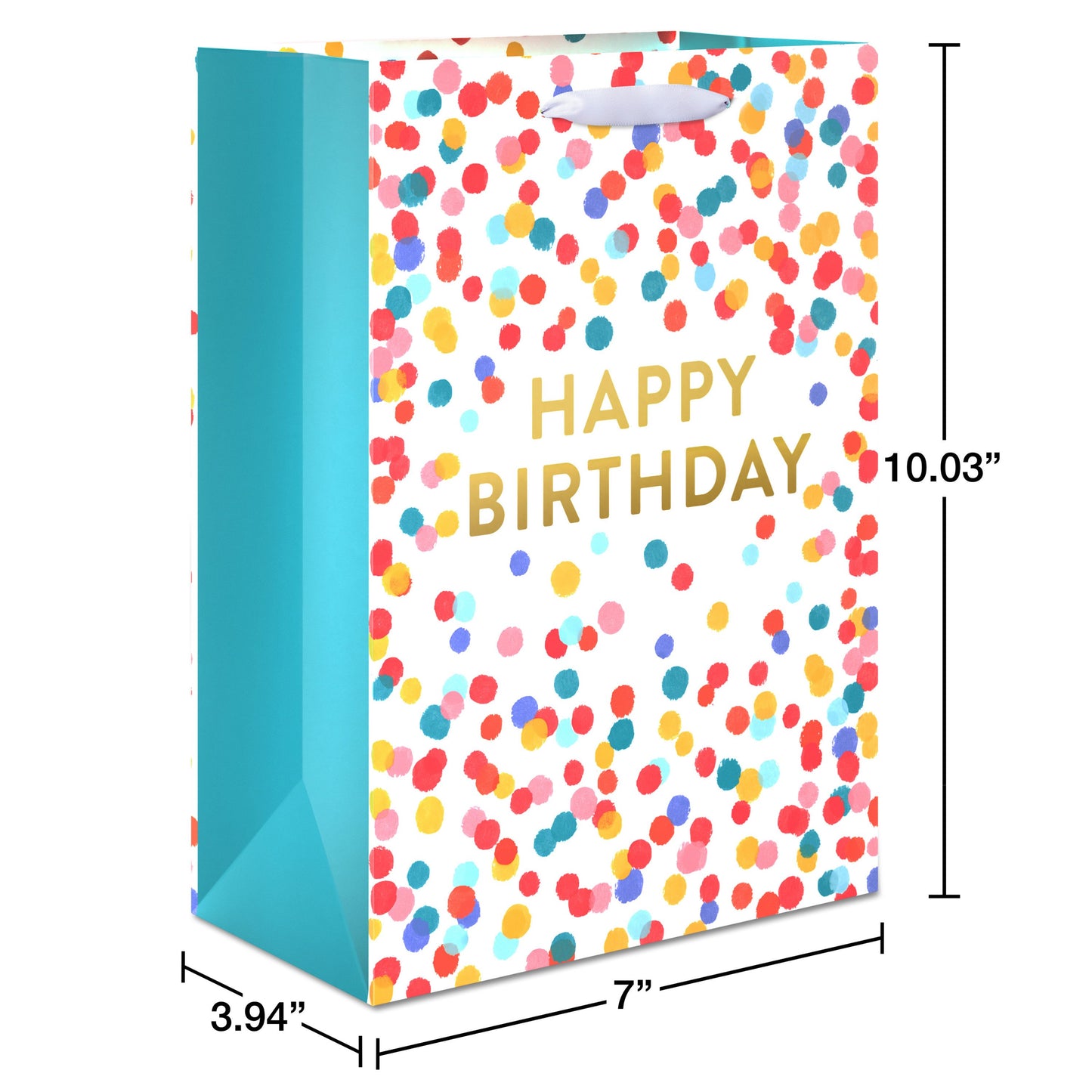 American Greetings Scattered Confetti Medium White Birthday Gift Bag