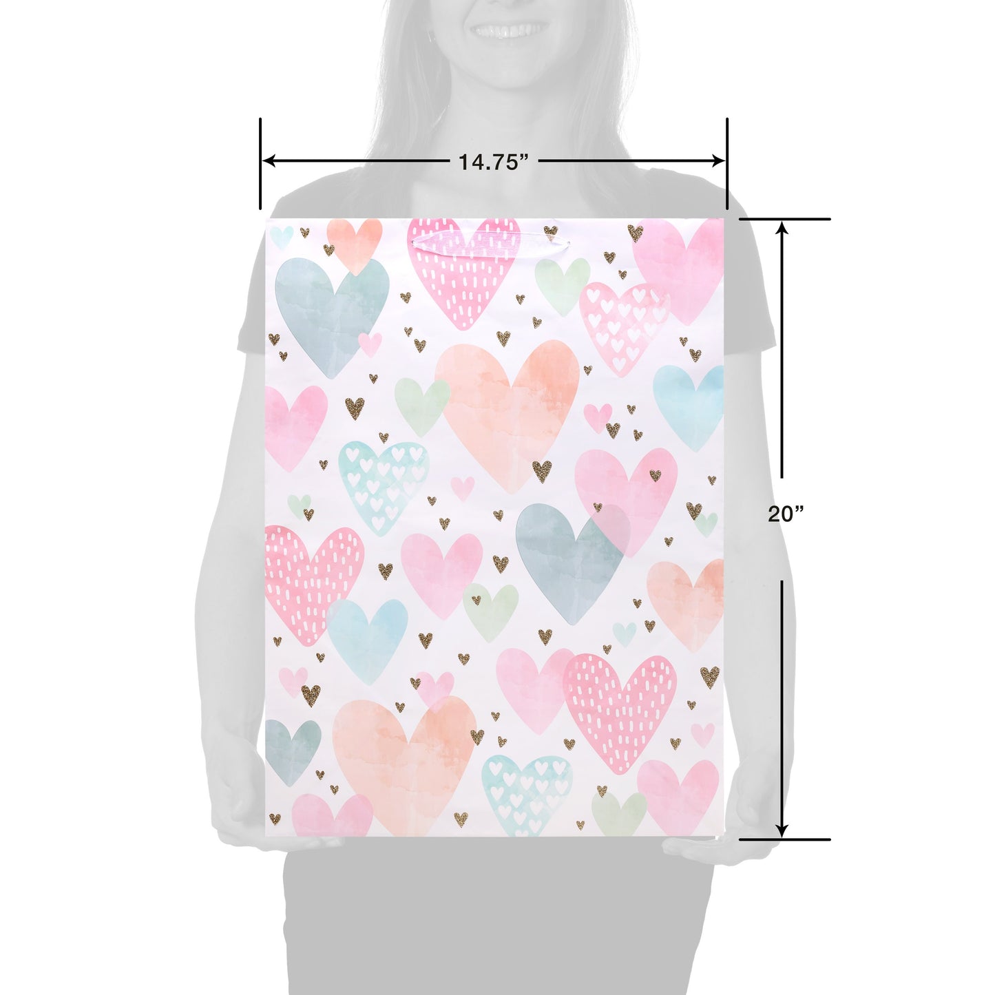 American Greetings Scattered Hearts Wedding Jumbo Gift Bag
