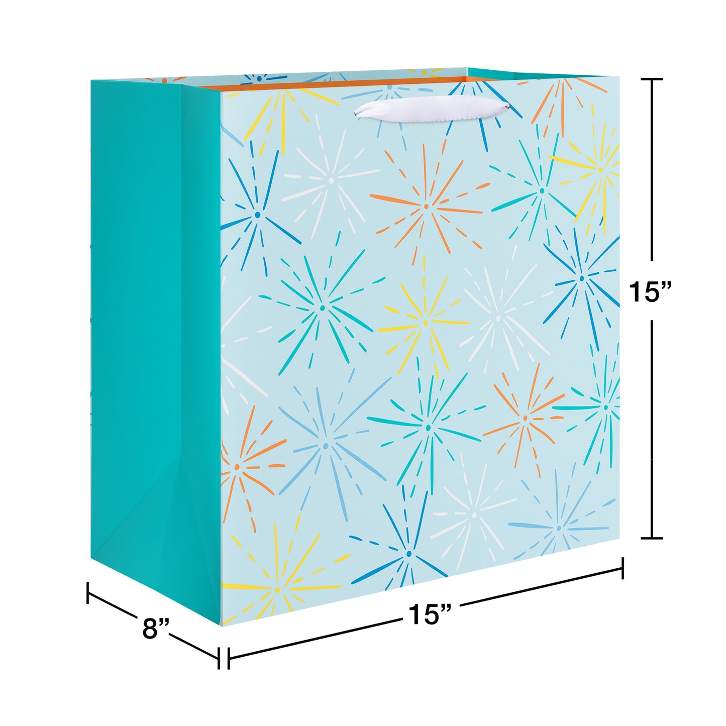 American Greetings Light Blue Starbursts Jumbo Square Gift Bag