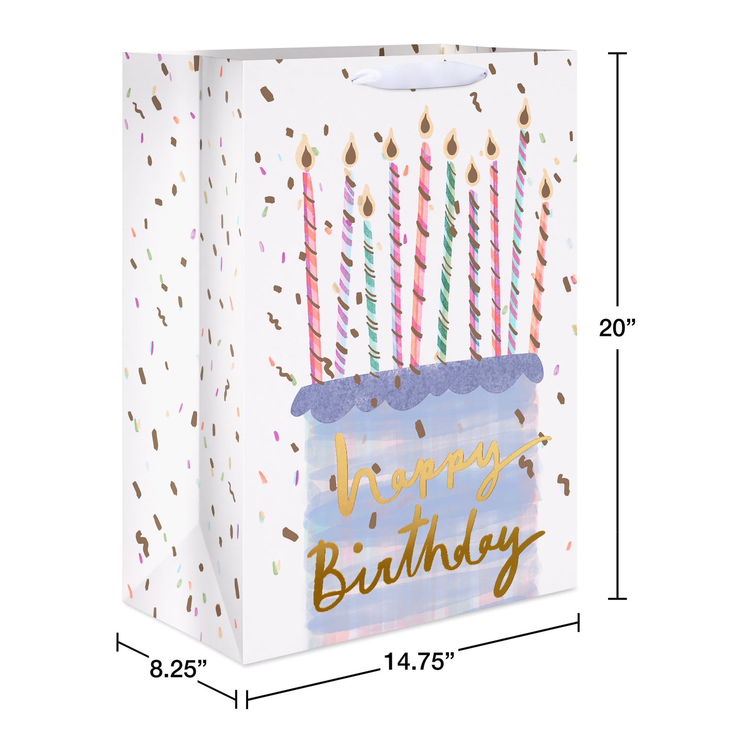 American Greetings Cake & Candles Jumbo White Birthday Gift Bag for Her