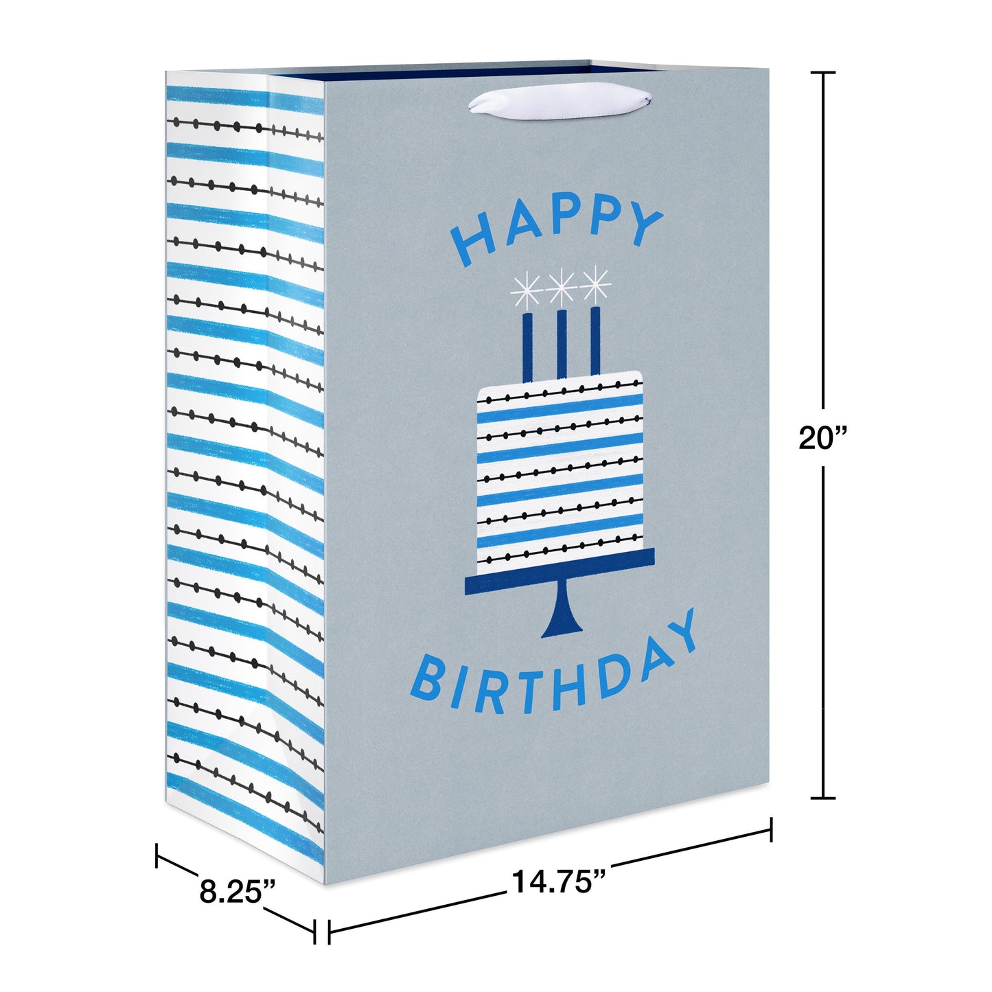 American Greetings Happy Birthday Cake Grey Birthday Jumbo Gift Bag for Him