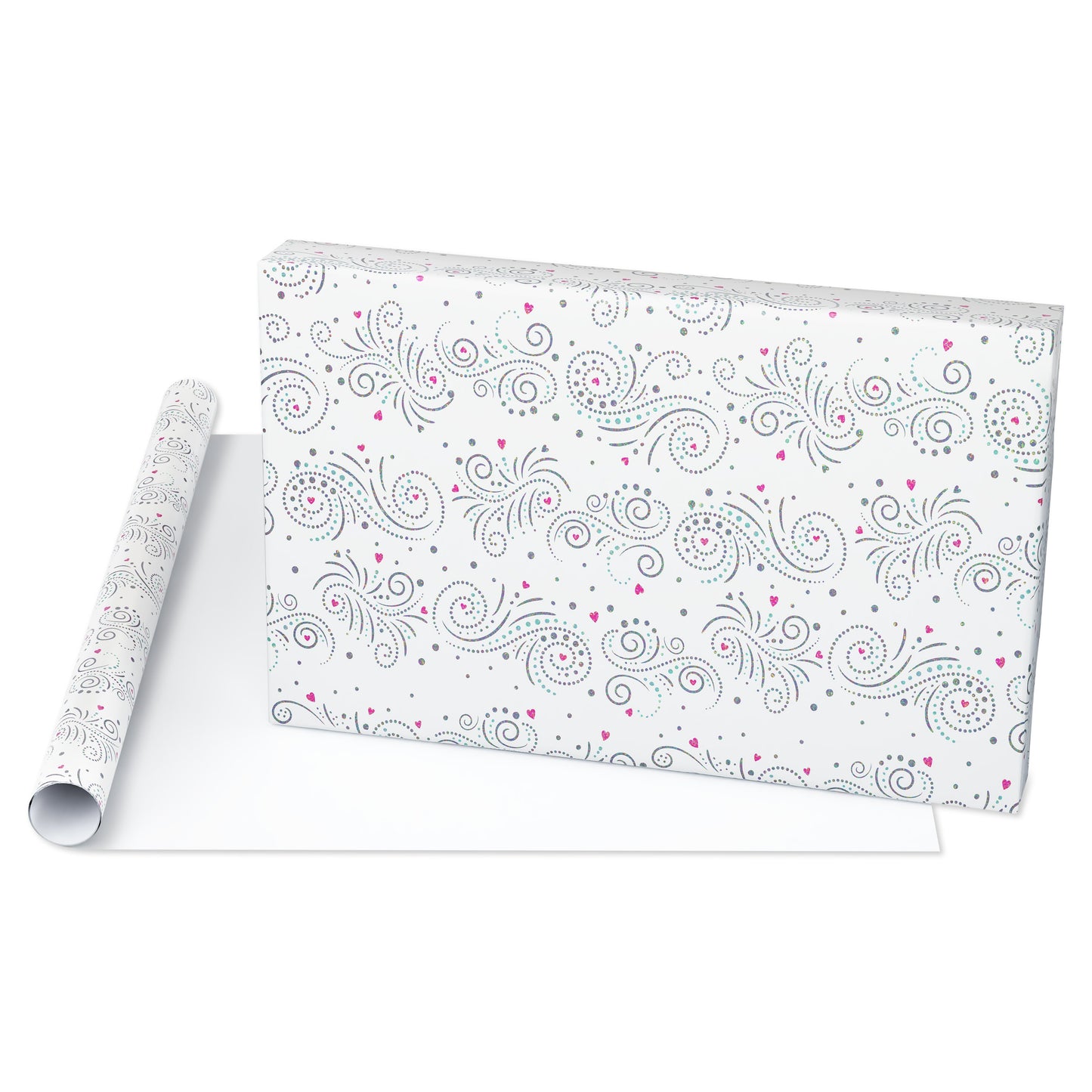 American Greetings Hearts and Swirls Wedding Wrapping Paper, 15 sq. ft.