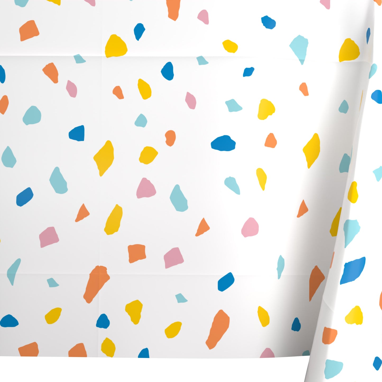 American Greetings White with Colorful Confetti Border Plastic Table Cover