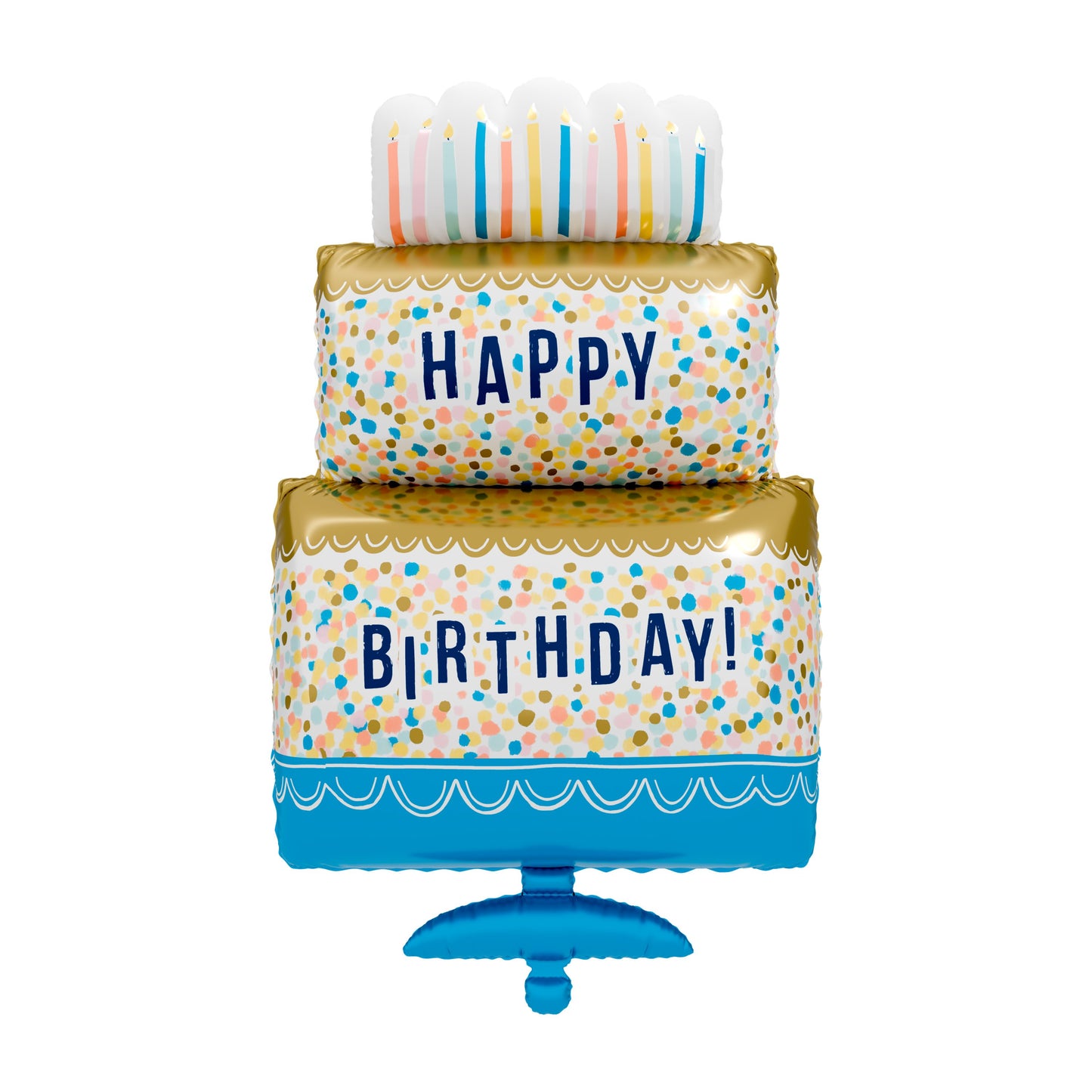 American Greetings Happy Birthday Cake Uninflated Foil Balloon with Inflation Straw