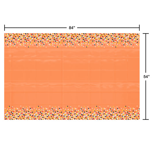 American Greetings Orange with Colorful Confetti Plastic Table Cover