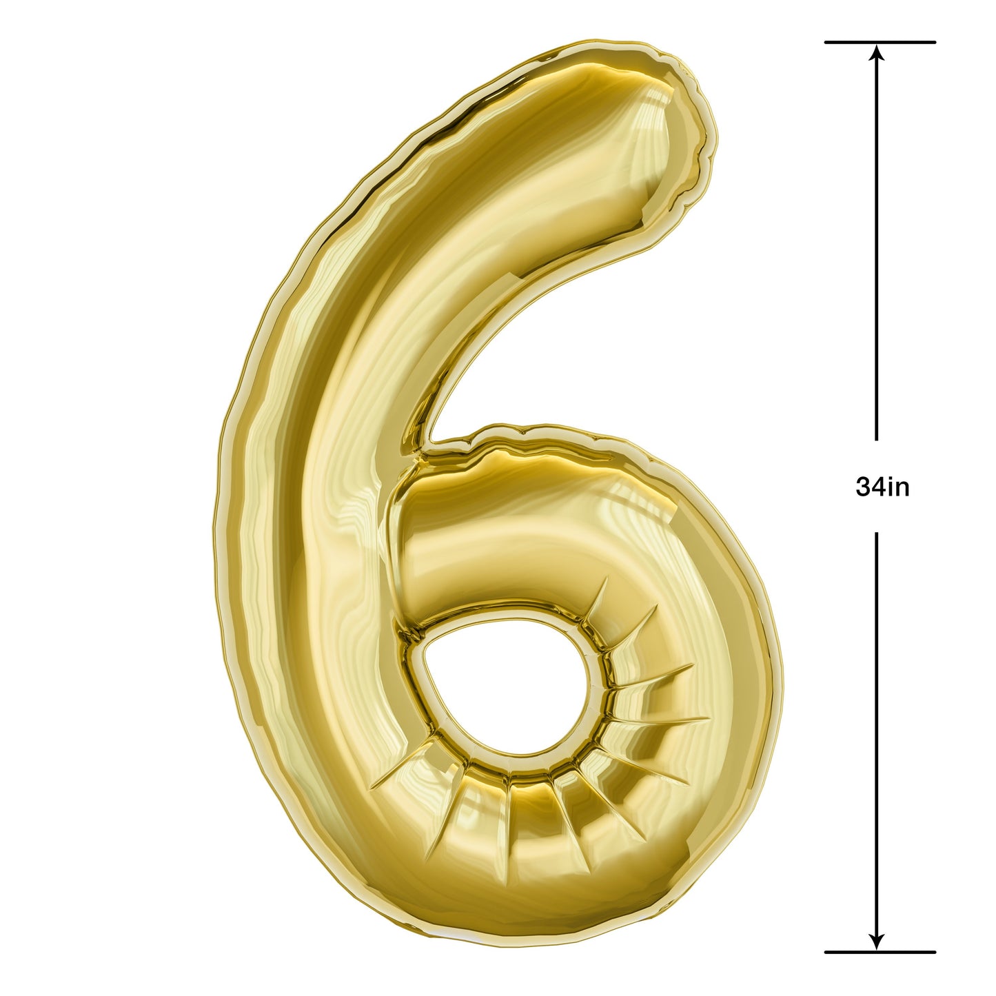 American Greetings Number 6 Large Gold Foil Uninflated Balloon