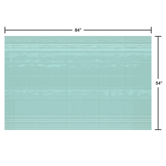 American Greetings Green with White Stripes Plastic Table Cover