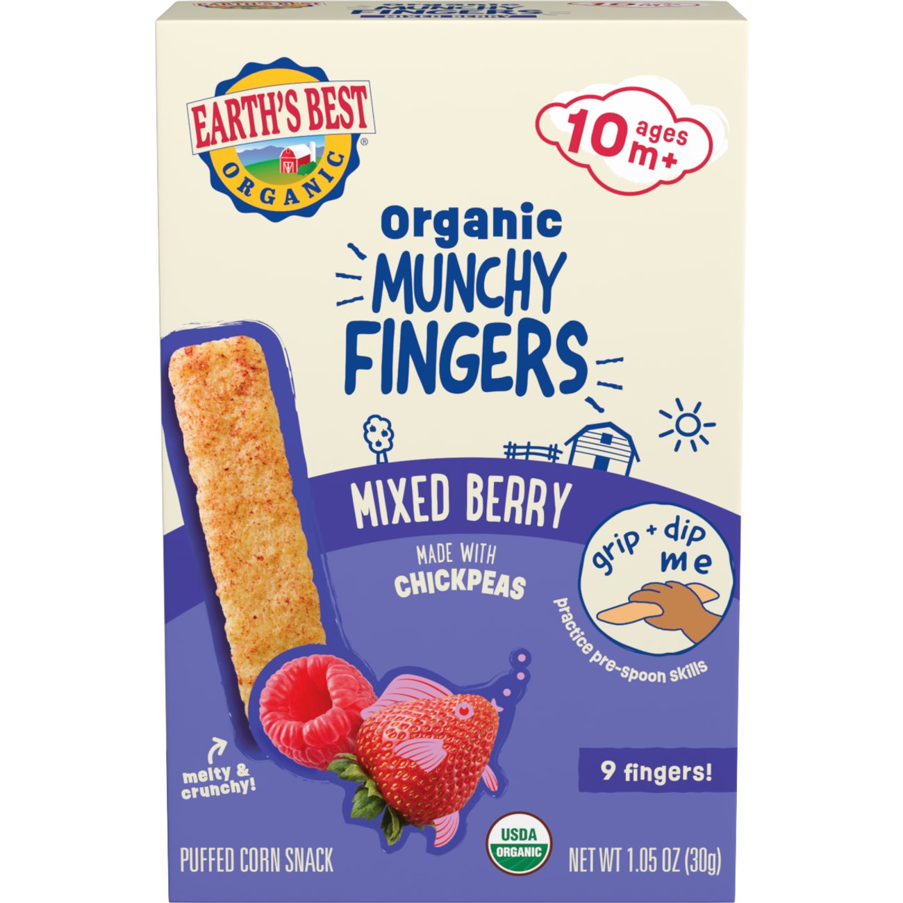 Earth's Best Organic Munchy Fingers - Mixed Berry
