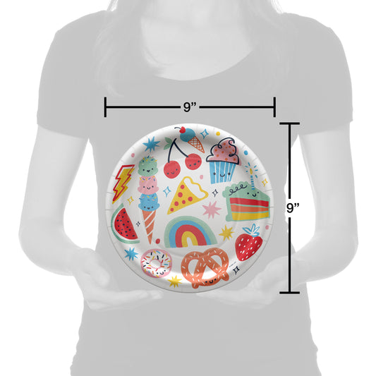 American Greetings Food on White 9" Birthday Paper Plates