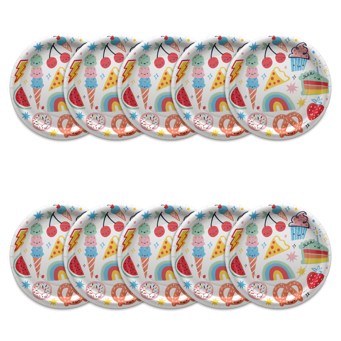 American Greetings Food on White 9" Birthday Paper Plates