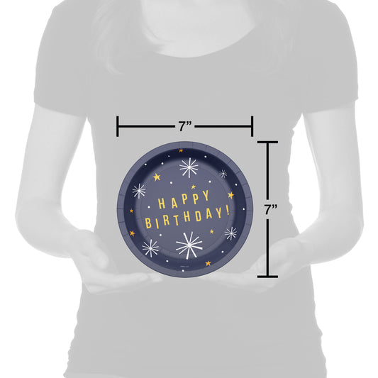 American Greetings Happy Birthday on Navy 7" Paper Plates