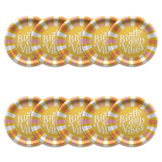 American Greetings Birthday Vibes 9" Birthday Paper Plates