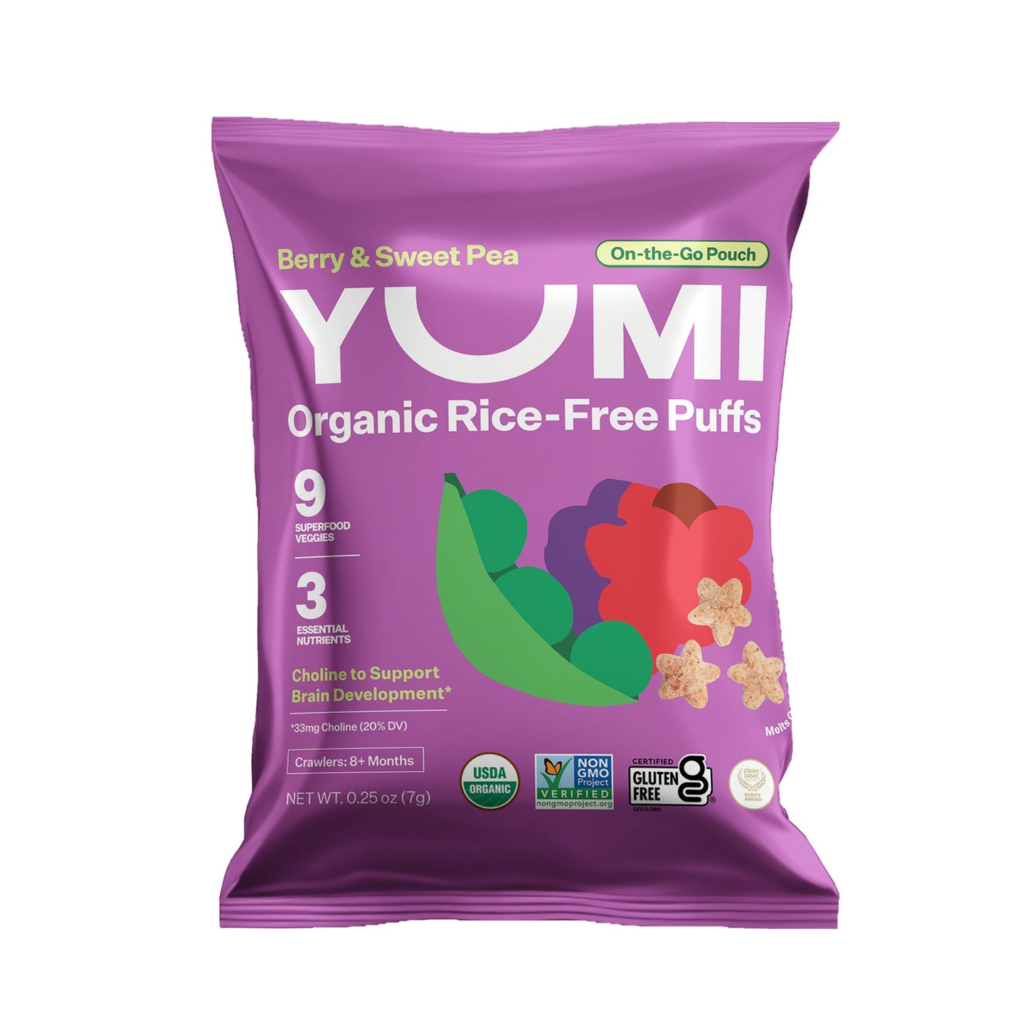 Yumi Organic Rice-Free Puffs - Berry & Sweet Pea