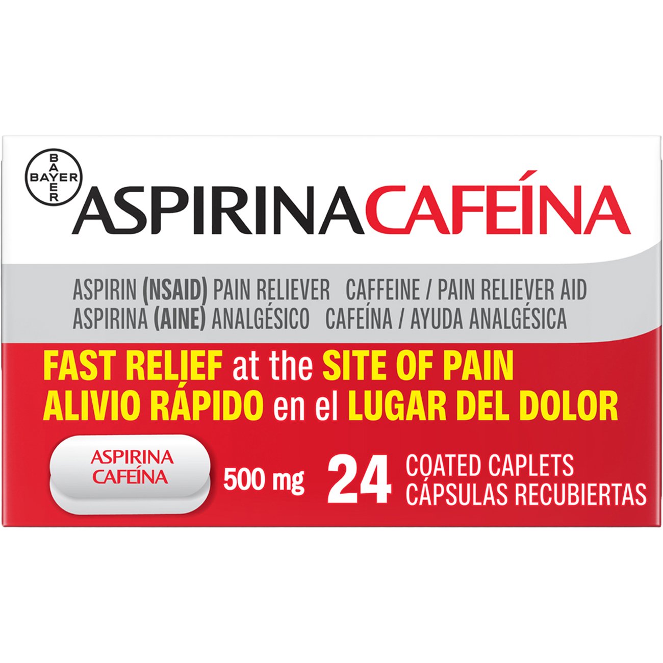 Aspirina Cafeina Fast Pain Relief 500 mg Caplets