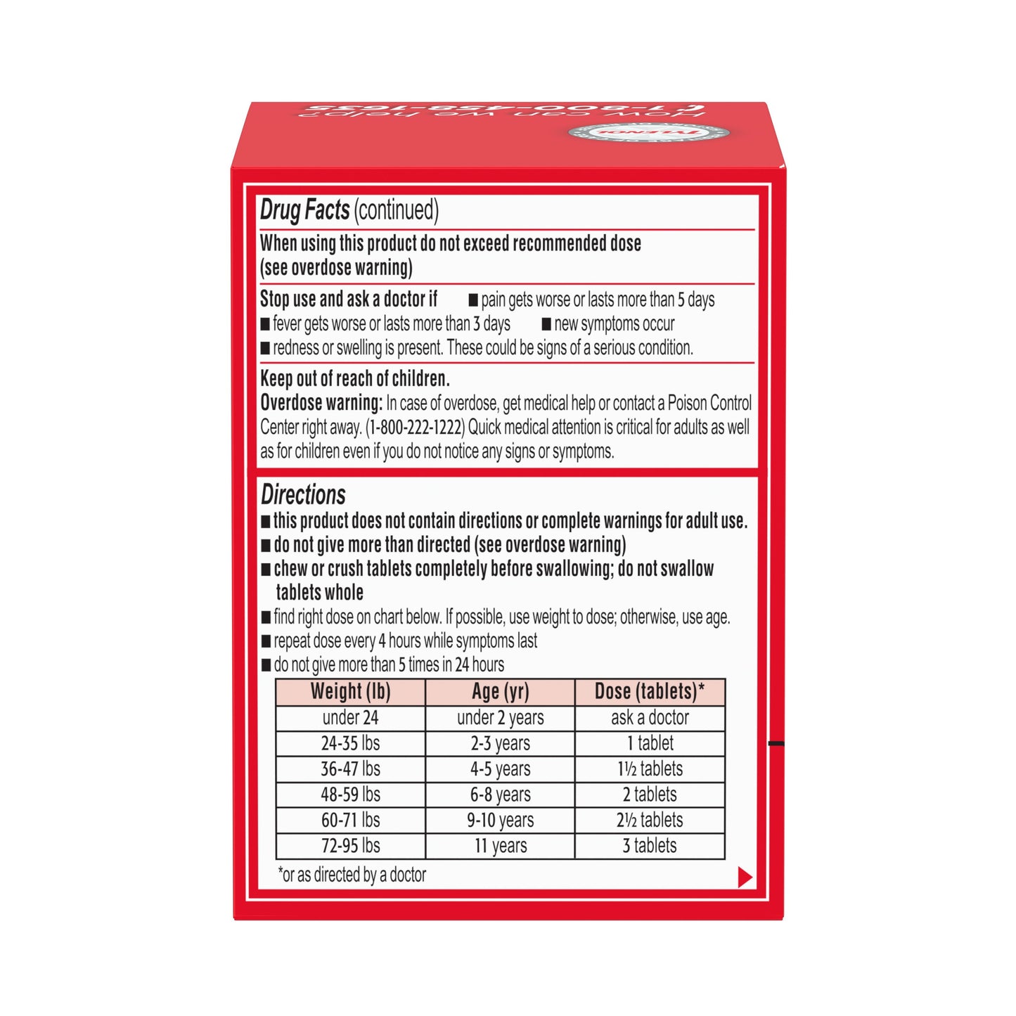 Tylenol Children's Dye Free Pain Relief Fever Reducer 160 mg Chewables - Wild Berry