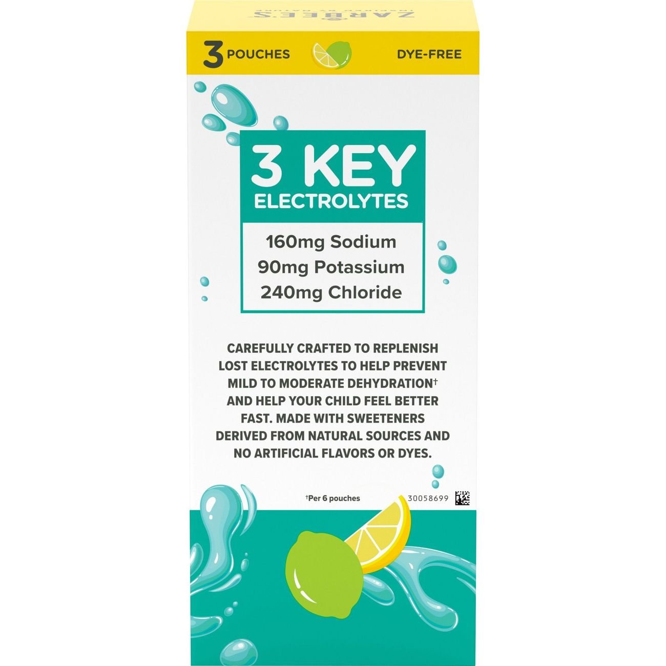 Zarbee's Triple Action Hydration Electrolyte Drink Pouch - Lemon Lime