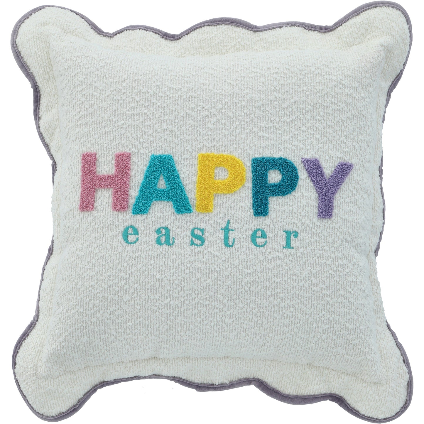 Destination Holiday Happy Easter Ruffle Decorative Throw Pillow