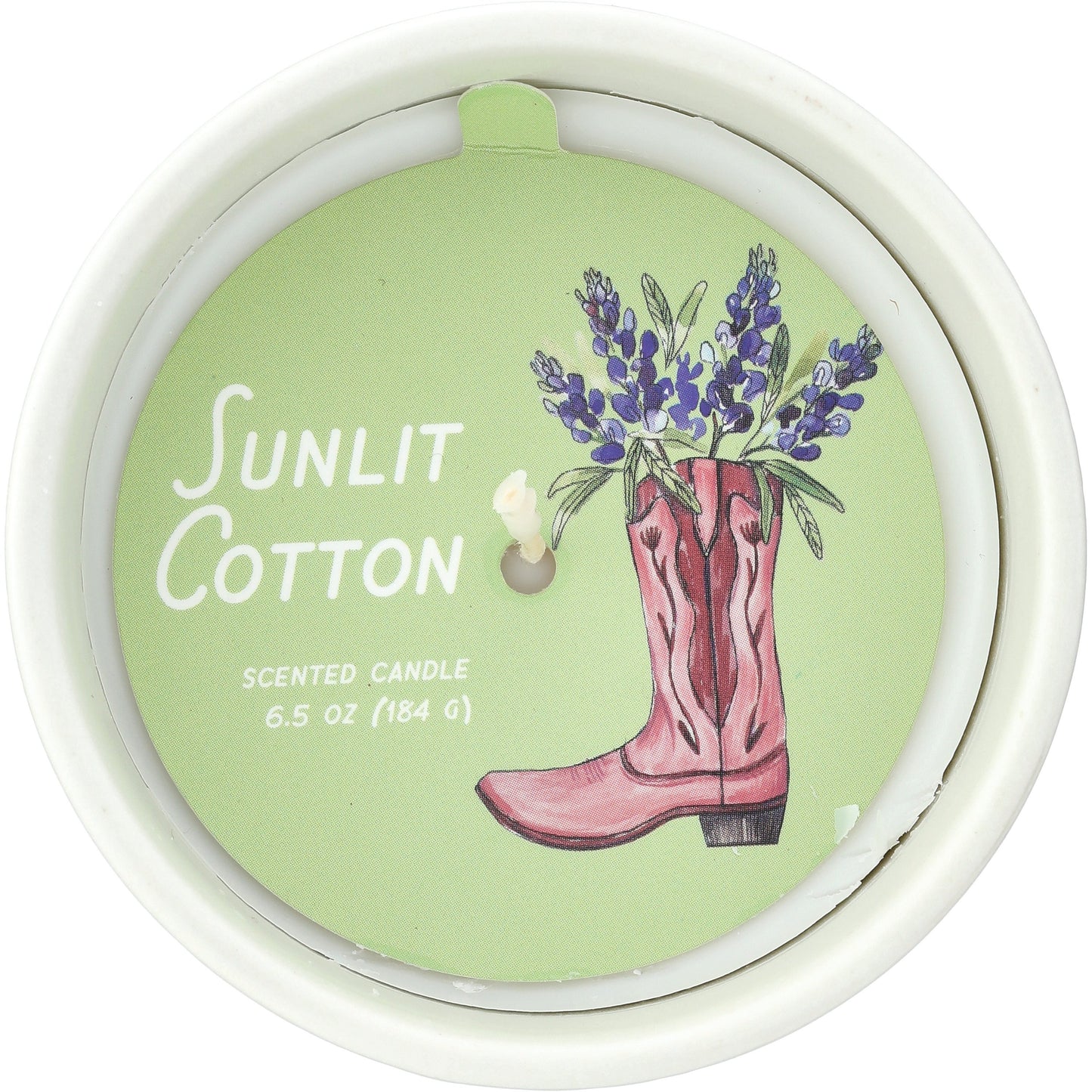 Destination Holiday Sunlit Cotton Scented Cowboy Boot Bluebonnet Candle