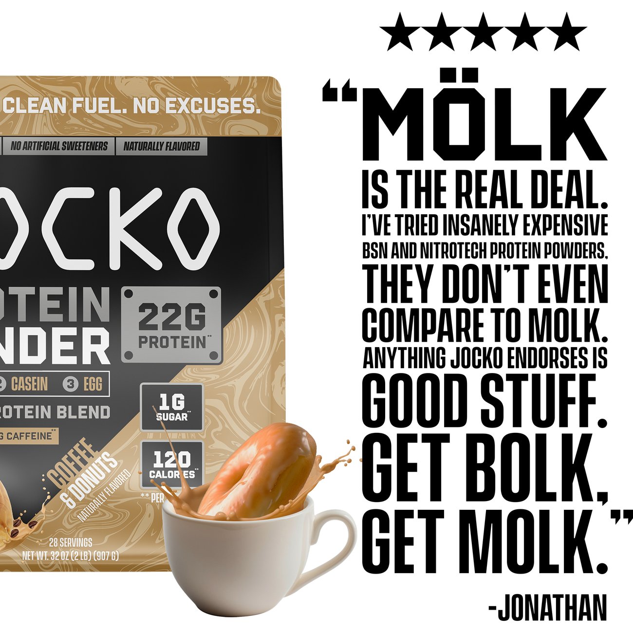Jocko Mölk 22g Protein Powder - Coffee & Donuts