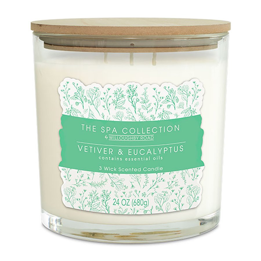 Willoughby Road The Spa Collection Scented 3 Wick Candle - Vetiver & Eucalyptus