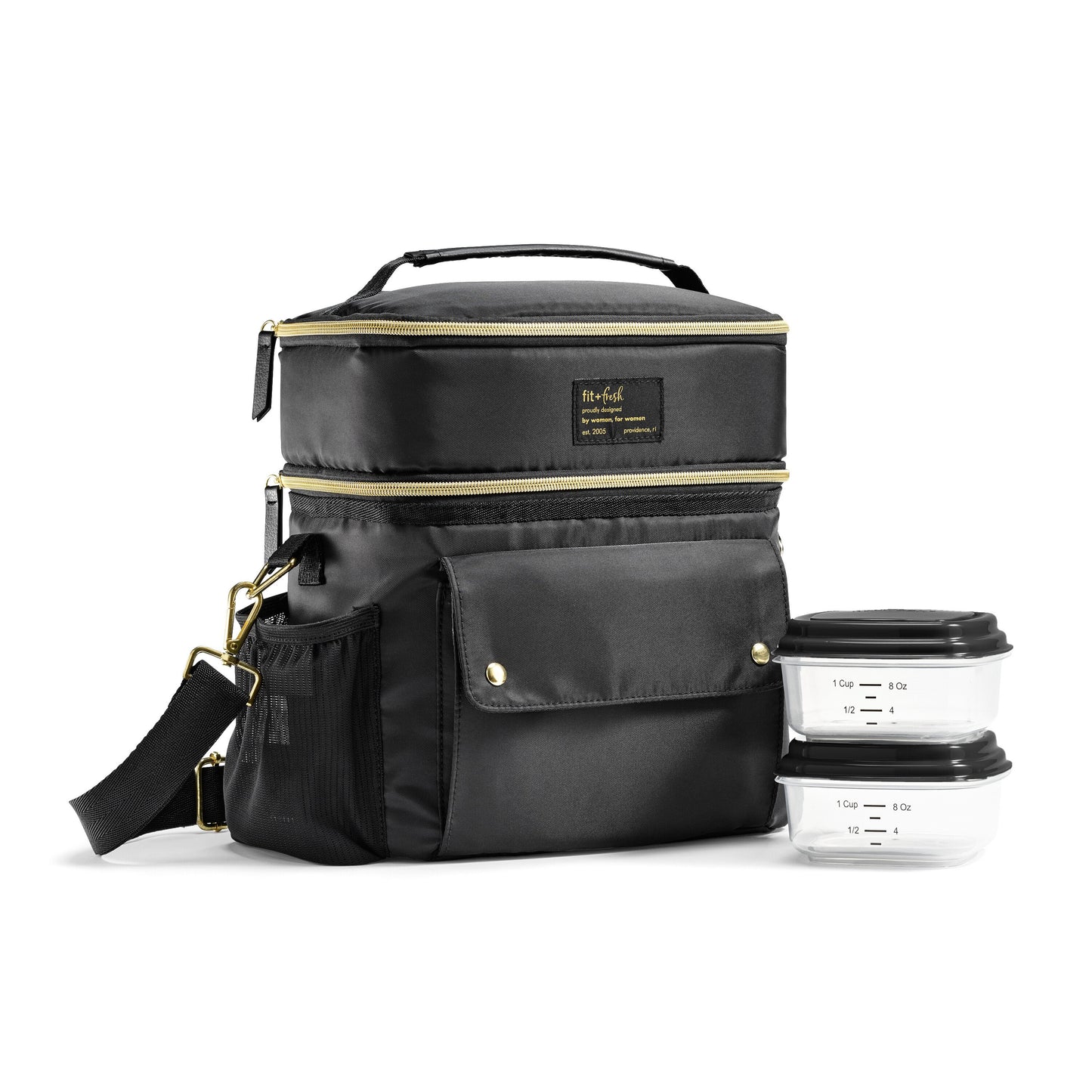 Fit + Fresh Westminster Lunch Bag - Black & Gold