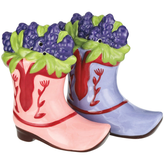 Destination Holiday Bluebonnet Boot Shaped Salt & Pepper Shaker Set