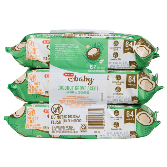 H-E-B Baby Wipes - Coconut Grove, 3 pk