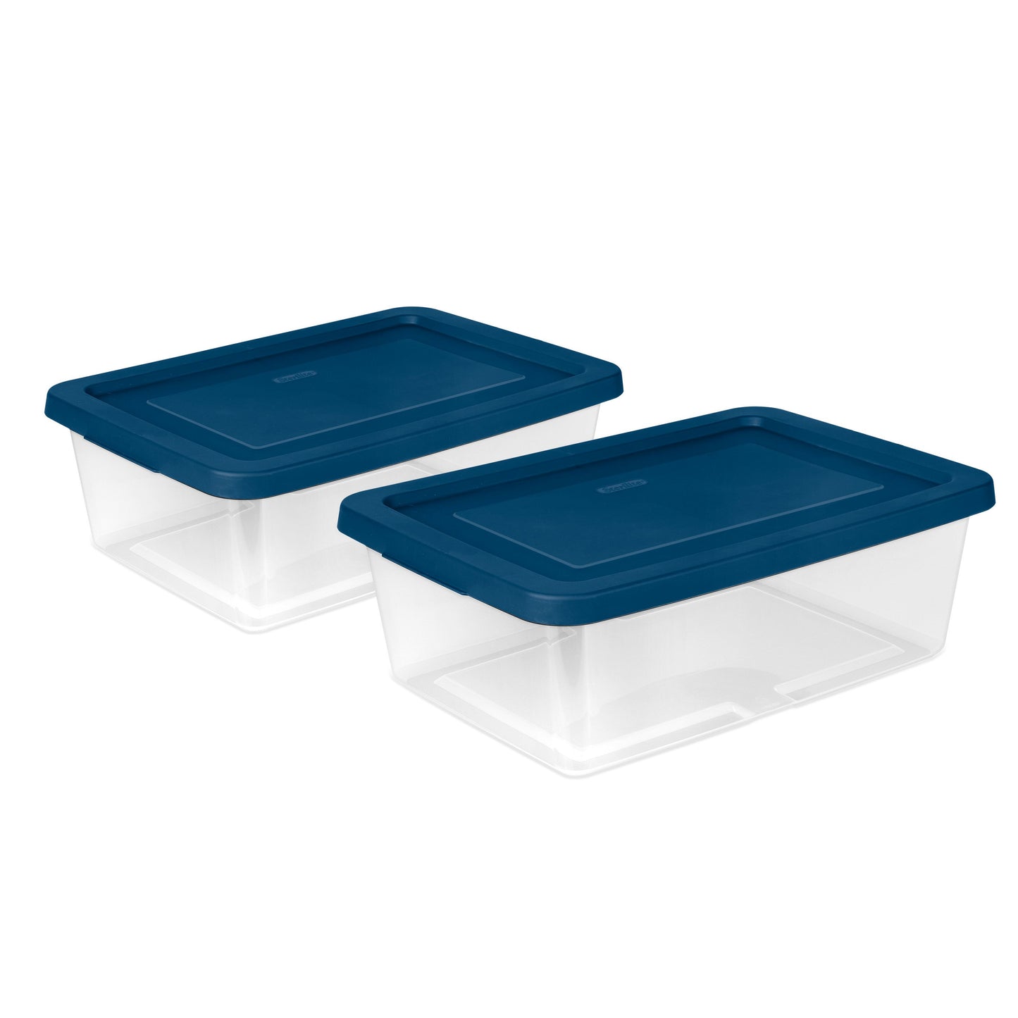 Sterilite Storage Boxes with Marine Blue Lid, 12 qt