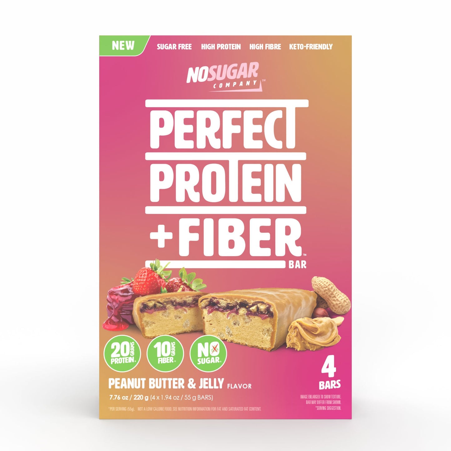No Sugar Company Peanut Butter & Jelly Perf Prot + Fiber Bar