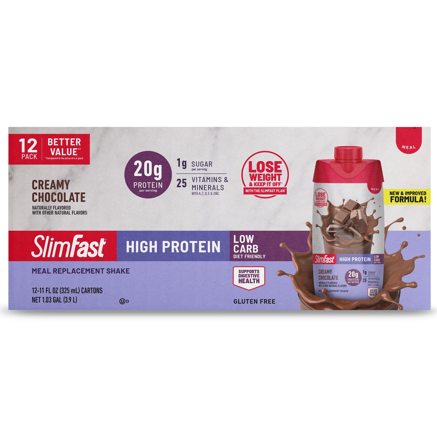 SlimFast High Protein Ready To Drink 20g Protein Shakes - Creamy Chocolate