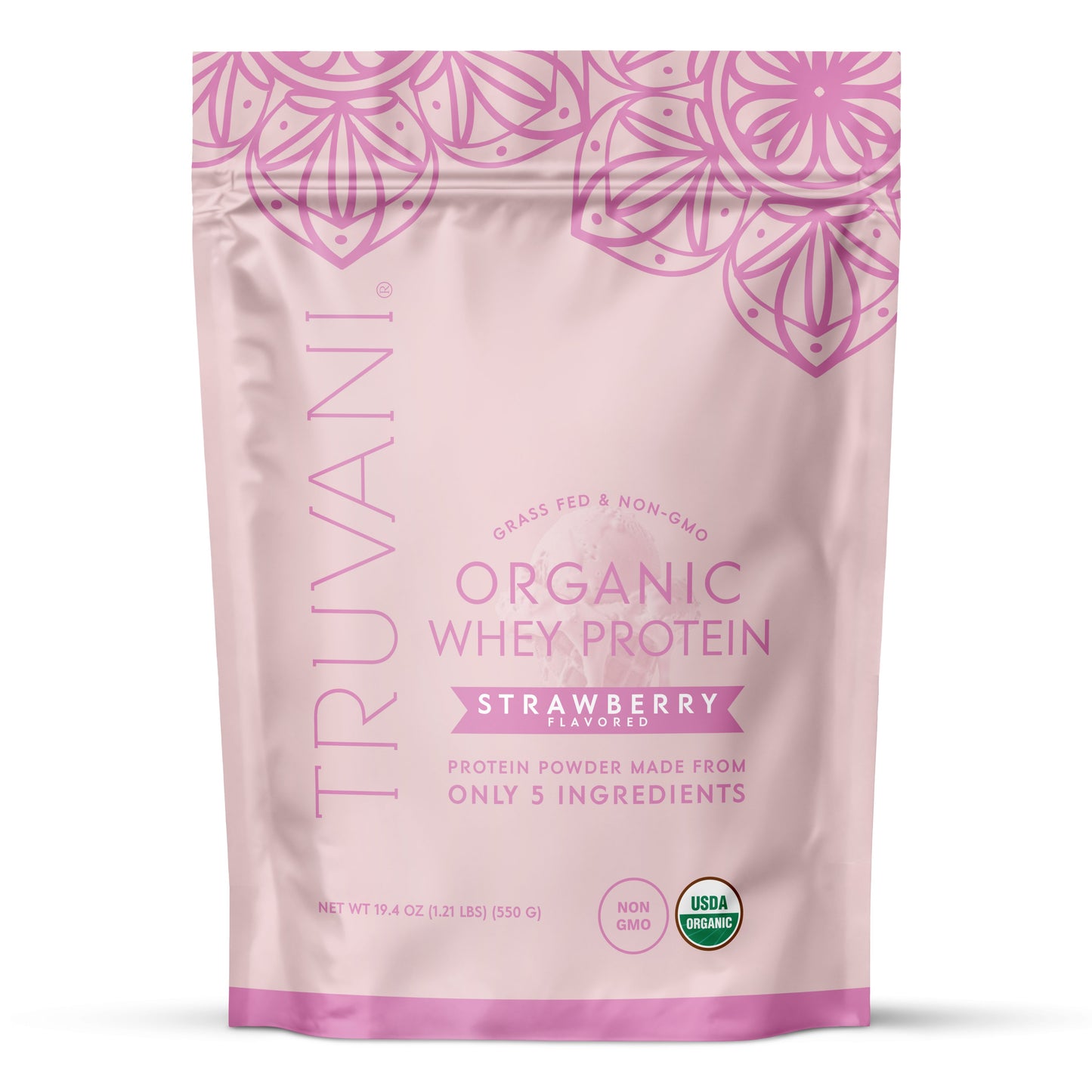 Truvani Organic Strawberry Whey Protein Powder