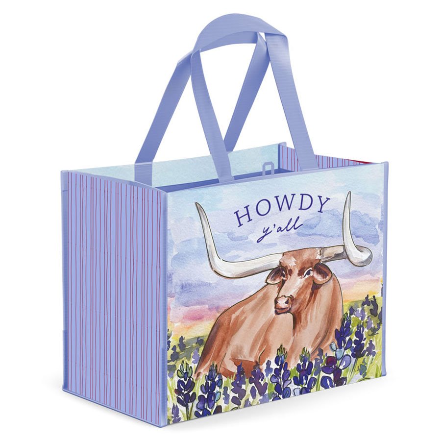 Destination Holiday Extra Large Howdy Y'all Longhorn Reusable Shopping Bag